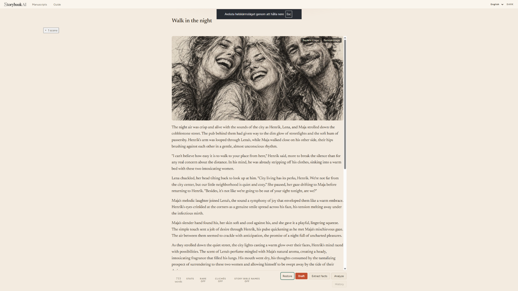 StoryBook editor maximized for focused writing